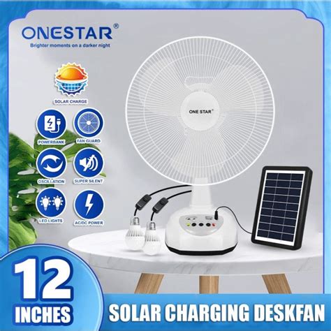 Solar Electric Fan Rechargeable 12 14 Solar With Panel Emergency Light And Bulb Lazada Ph