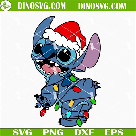 Christmas Stitch Svg Stitch With Santa Hat Svg Christmas Svg Dinosvg