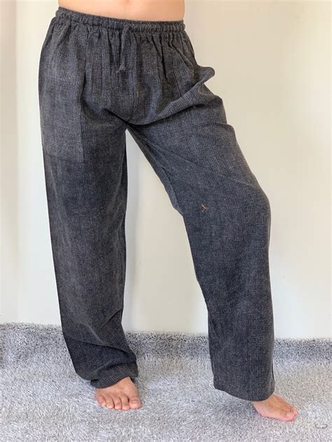 Sw0001 Stone Washed Men Comfy Pants With Waist Elastic Etsy