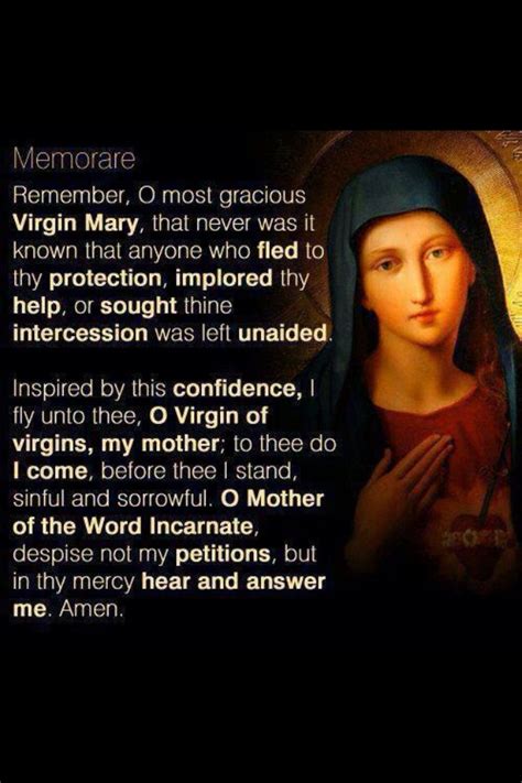 We All Have A Mother Catholic Prayers Memorare Prayer Virgin Mary
