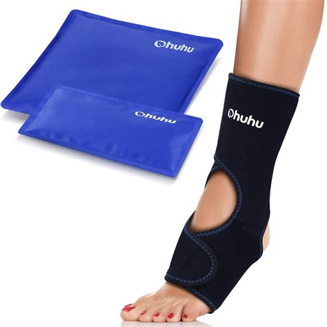 2 Pack Hot Cold Gel Ice Packs With Foot And Ankle Ice Wrap Of Ohuhu