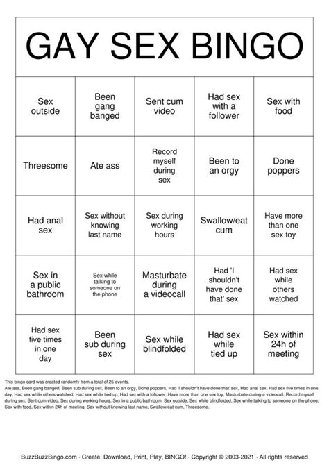 Sex Bingo Cards To Download Print And Customize