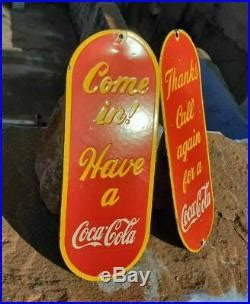 Original Old Vintage Rare Antique Coca Cola Ad Porcelain Enamel Sign Board Vintage