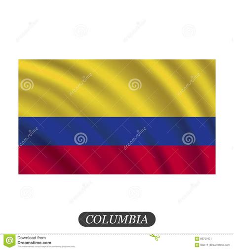 Waving Columbia Flag On A White Background Vector Illustration Stock