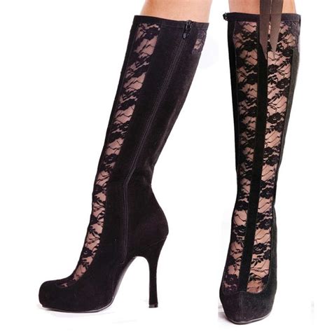 Halloween 420 Trista Black 4 Inch Knee High Boot With Lace In Knee