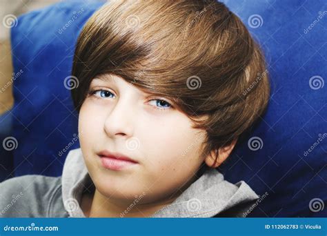 A Portrait Of A Handsome Blue Eyes Boy Kid Possing Stock Image Image