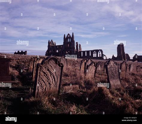 Whitby Abbey From St Marys Church And Graveyard Whitby Yorkshire Uk
