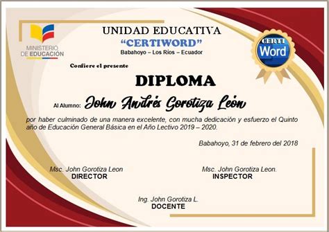 Diploma Modern Editable En Word Certiword Plantillas De Diplomas