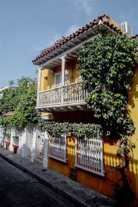 A Colonial House In Cartagena Colombia With Its Balcony Elegantly