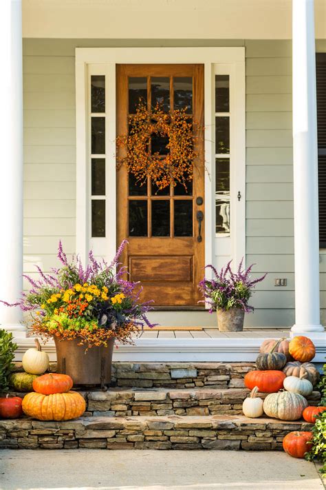 Fall Front Porch Decor Ideas With Sunflowers