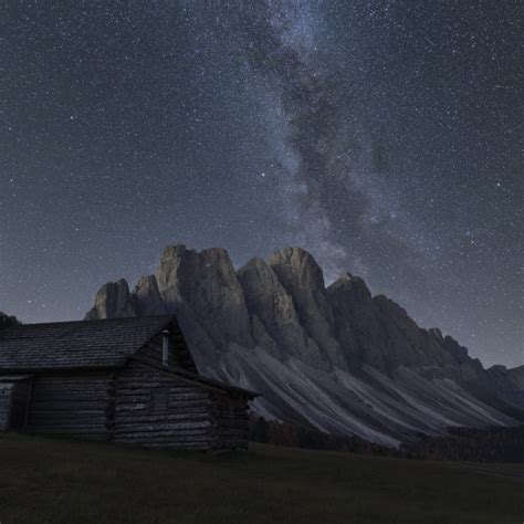 Milky Way Over The Odle Group Seen Gampen Alm Funes Valley Dolomites