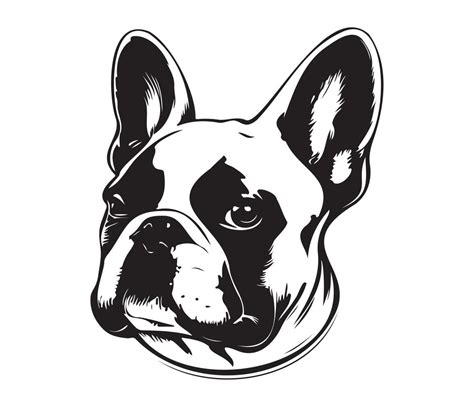 French Bulldog Face Silhouette Dog Face Black And White French