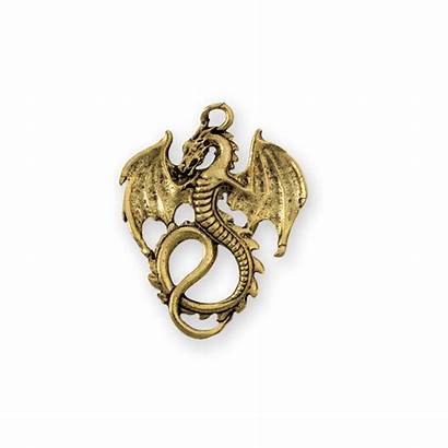Dragon Gold Pendant Antique Plated Pewter Jewelry