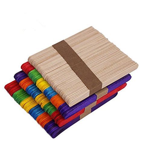 200 Pcs 45 Inch Colored Popsicle Sticks Wood Craft Sticks Natural Wood