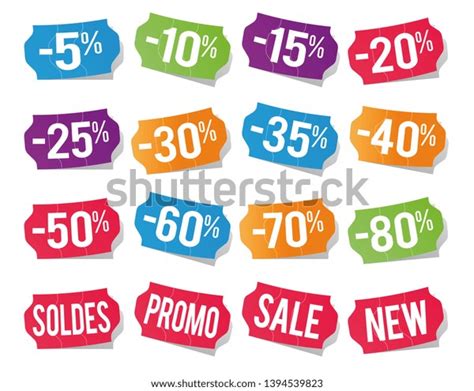 Set Color Labels Percentages Stock Vector Royalty Free 1394539823