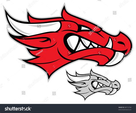 Head Red Dragon Isolated On White Stock Vector 98772758 Shutterstock