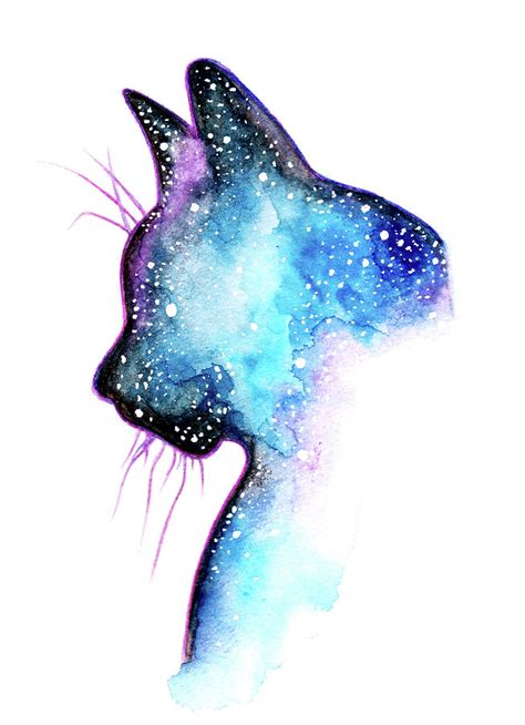 Galaxy Cat Painting by Michela Bonelli
