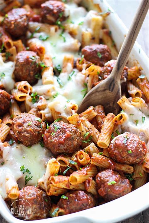 Add the mushrooms and thyme and cook until tender, 8 to 10 minutes. Meatball Pasta Bake - The Cooking Jar