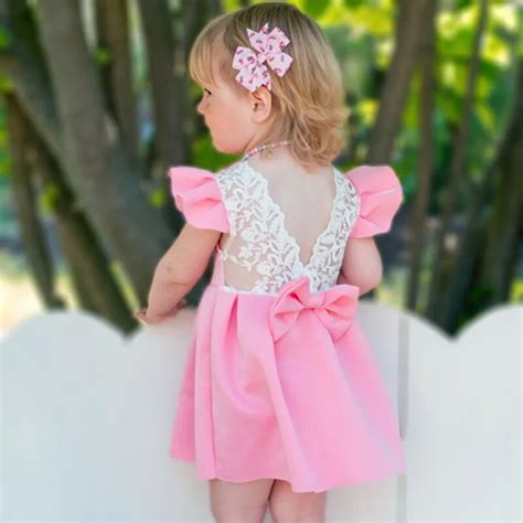 2019 Cute Lace Backless Baby Girls Dress Summer Princess Party Dresses