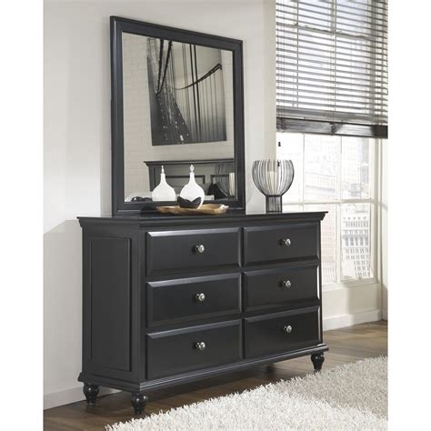 Crafted from manufactured wood with pine veneers, arlot double dresser features six drawers on metal glides with cutout handles and safety stops that provide a. FurnitureMaxx Rustic Black Dresser Mirror : Dressers ...