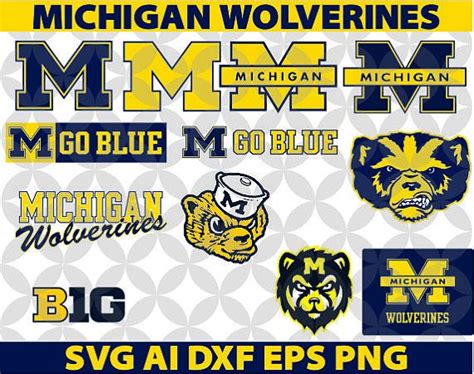 Michigan Wolverines SVG, Eps Ai Dxf Png Monogran Silhouete Cricut