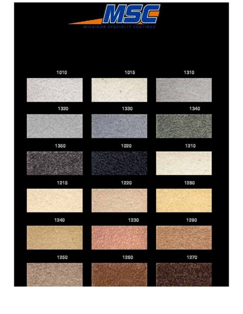 Msc Quartz Color Chart Msc Floors Industrial Floor Coating