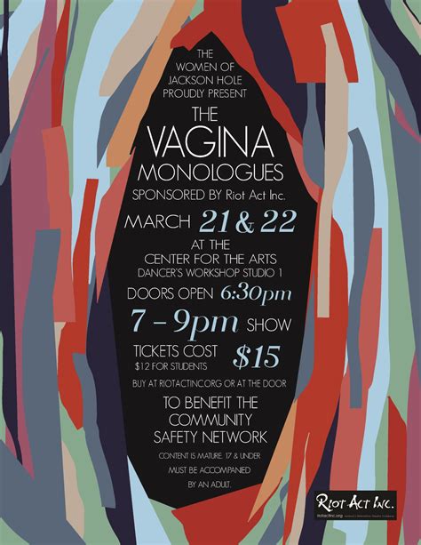 Riot Act Inc Sponsors The Vagina Monologues By Eve Ensler Riot Act