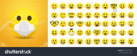 Set Emoticons Collection Emoji Isolated Vector 库存矢量图（免版税）1735371062