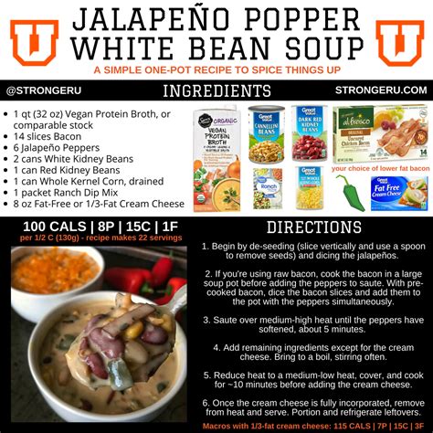 Do you eat lots of high volume low calorie foods? High Protein Soup: Jalapeño Popper White Bean Soup | White bean soup, Bean soup, Bean and bacon soup