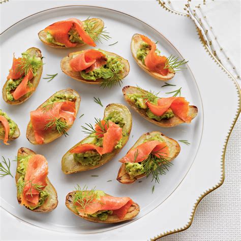 Easy cold finger buffet recipes best salmon mousse recipe www abeautifulmess com party fingerfood appetizers. Fingerling Potatoes with Avocado & Smoked Salmon Recipe ...