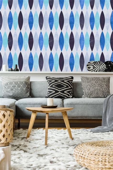 Scandinavian Pattern Blue Removable Wallpaper Peel And Stick Wallpaper