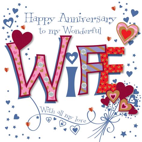 Send your love and warm wishes on personalized, printable anniversary cards from canva's collection of free customizable templates. Wonderful Wife Happy Anniversary Greeting Card | Cards ...