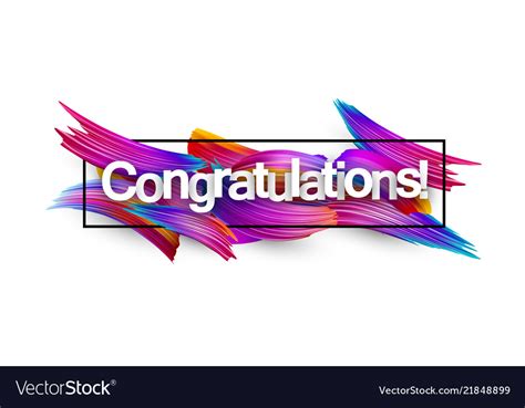 Congratulations Paper Banner With Colorful Brush Vector Image