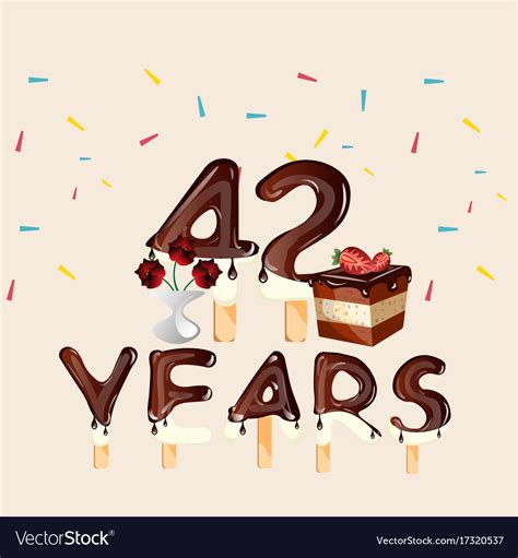 42 years happy birthday card royalty free vector image
