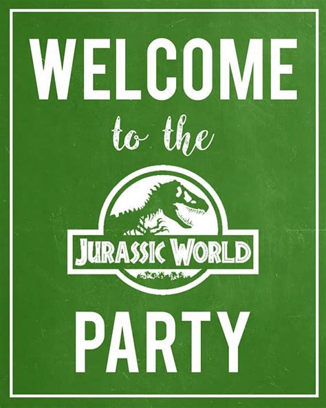 Jurassic World Party Welcome Sign Instant Download Jurassic Park