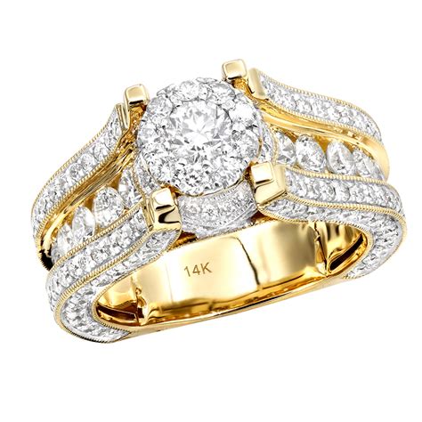 Glowing 3 Carat Halo Round Diamond Engagement Ring 14k Yellow Gold For