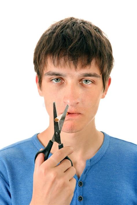 Young Man Destroy A Cigarette Stock Photo Image Of Lifestyle