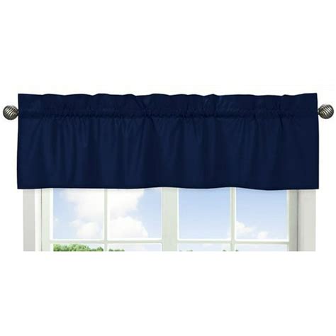 Solid Navy Blue Window Treatment Valance For Stripes Bedding Collection