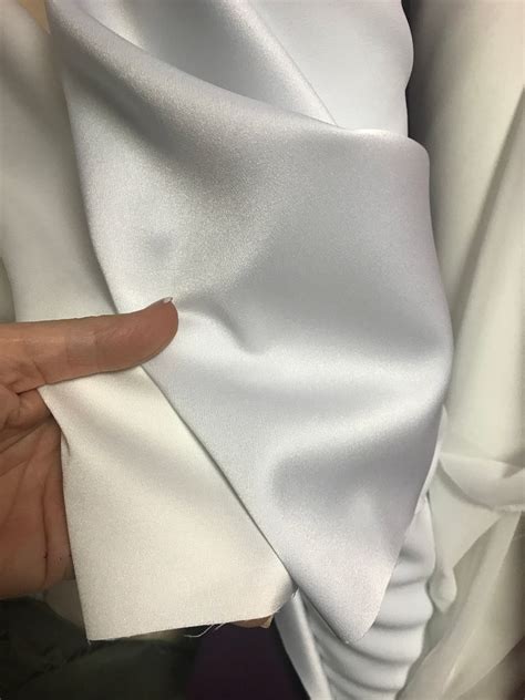 White Off White Crepe Satin Fabric 2 Ways Stretch Polyester Etsy