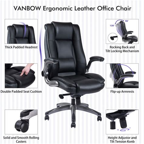 Width big and tall black vinyl executive chair with swivel seat: REFICCER Office Chair High Back Leather Executive Computer ...