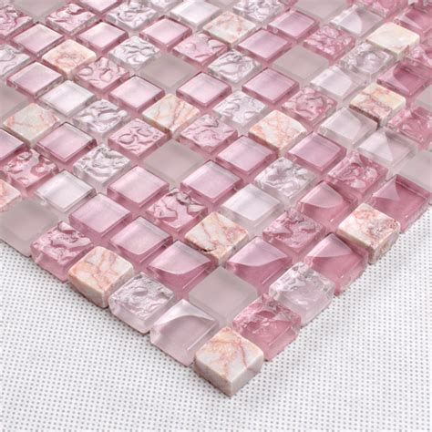 Pink Glass Stone Tile Mosaic Square 3 5 Frosted Glass Tiles