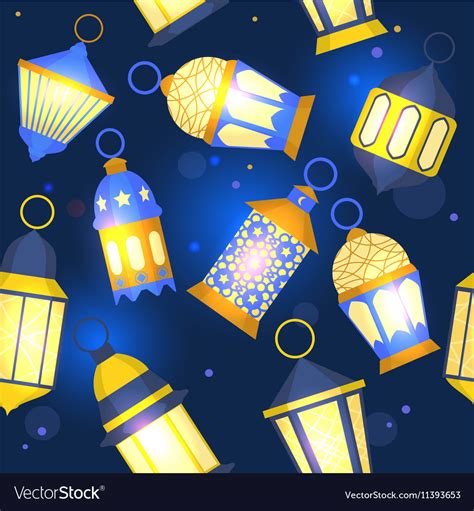 Ramadan Lanterns Background Pattern Royalty Free Vector