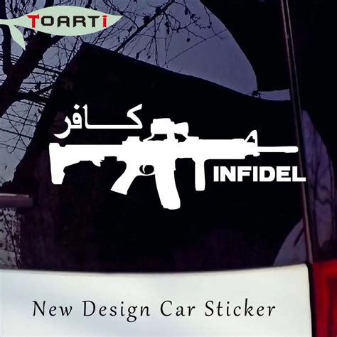 Infidel Ar 15 Army Gun Decal Sticker Jdm Funny Vinyl Car Decals Styling Bumper Waterproof Cars