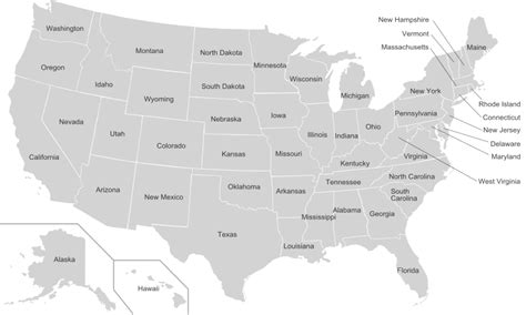 Filemap Of Usa States With Names Whitesvg