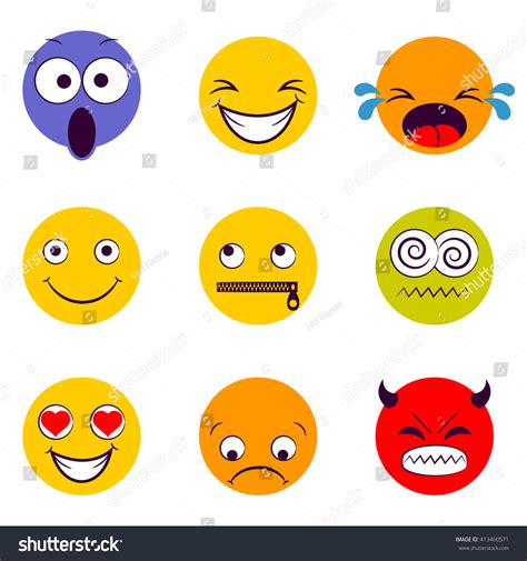 Smile Icon Smiley Faces Expressing Different Stock Vector Royalty Free