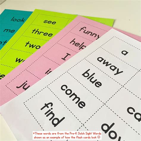 Kindergarten Dolch Sight Words Downloadable Kindergarten Flash Cards