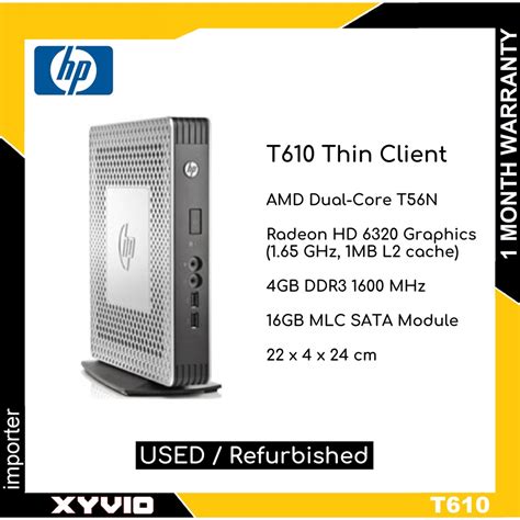 Hp T610 Thin Client Amd Amd Dual Core T56n Apu 4gb Ram 16gb Ssd With