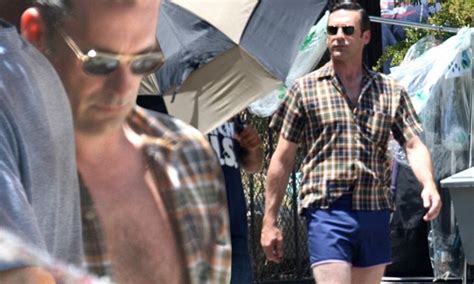 Jon Hamm Puts His Burly Chest On Display As He Films Final Mad Men