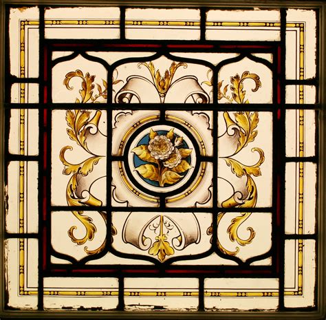 Ref Vic534 Victorian Stained Glass Windows 2 Hand Painted Flower Windows Tomkinson