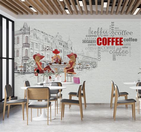 Home And Living Cafe Shop Wall Mural Coffee Beans World Map Wallpaper